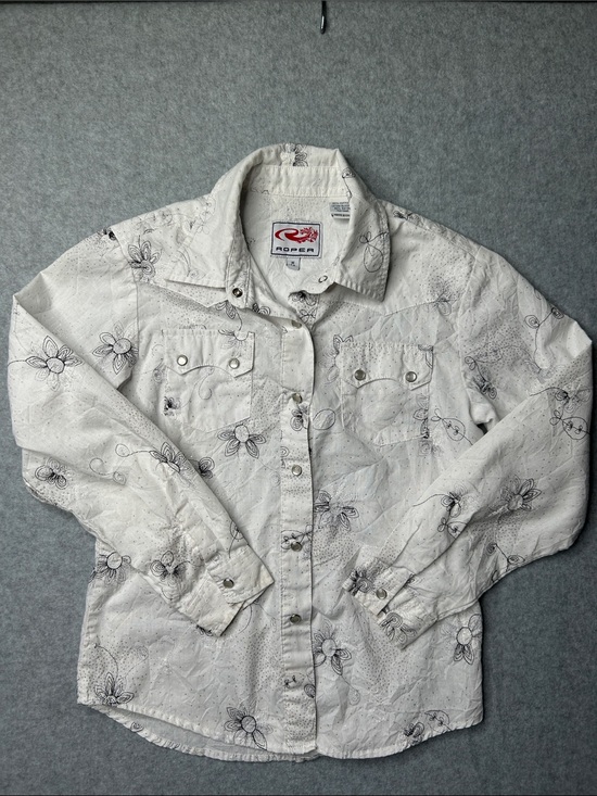 Roper Other - Roper White Long-Sleeve Floral Pearl Snap Western Shirt